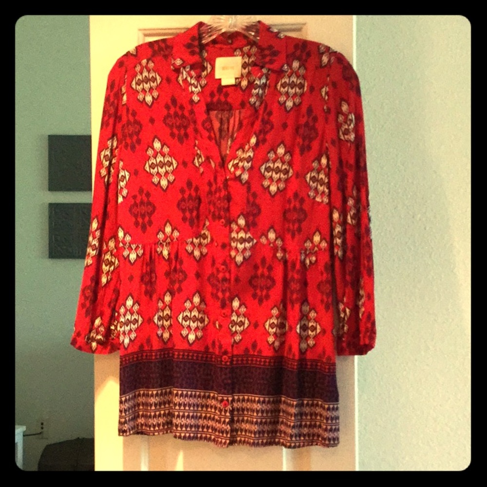 Anthropologie red patterned top - Maeve brand